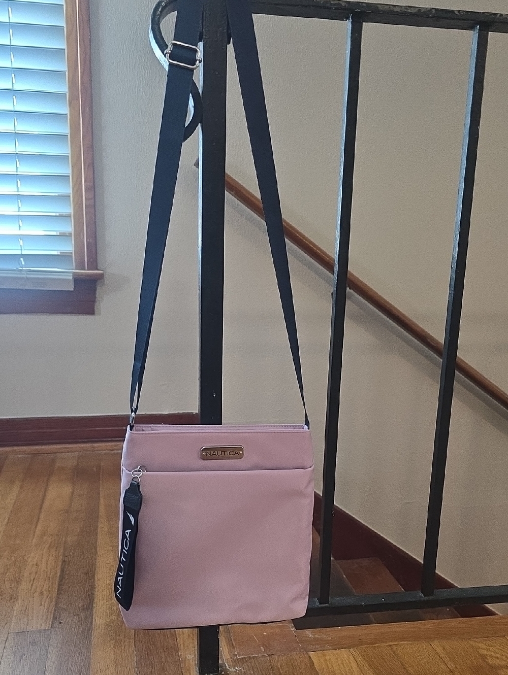 Nautica Dust Rose Crossbody Bag with Blue Strap